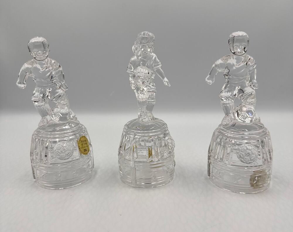Princess House Crystal Figurines Moment of Pride Soccer Players 3pc Set